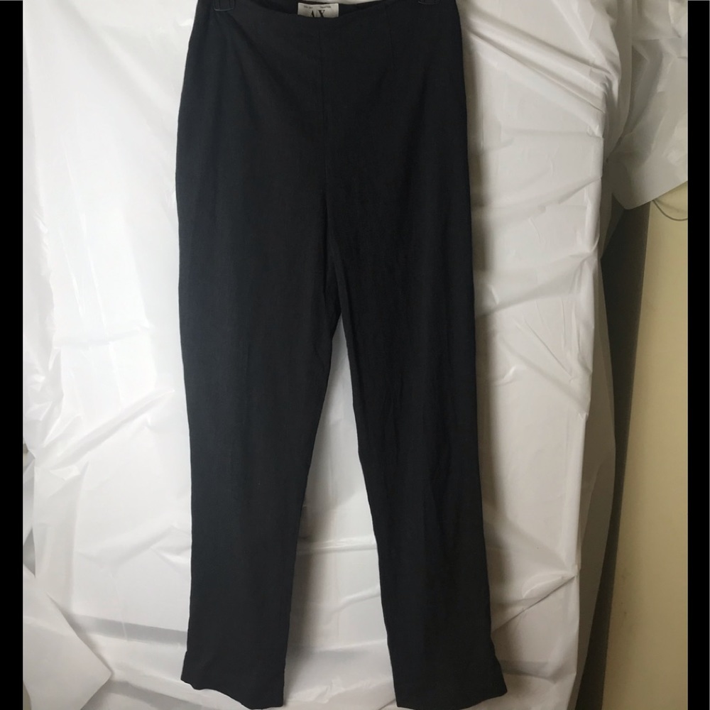 Armani Exchange Vintage Y2K High Rise Stretch Pants Slim Minimalist Flat Front